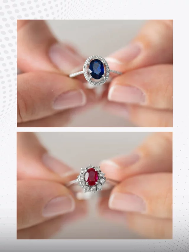 girl holding a sapphire ring